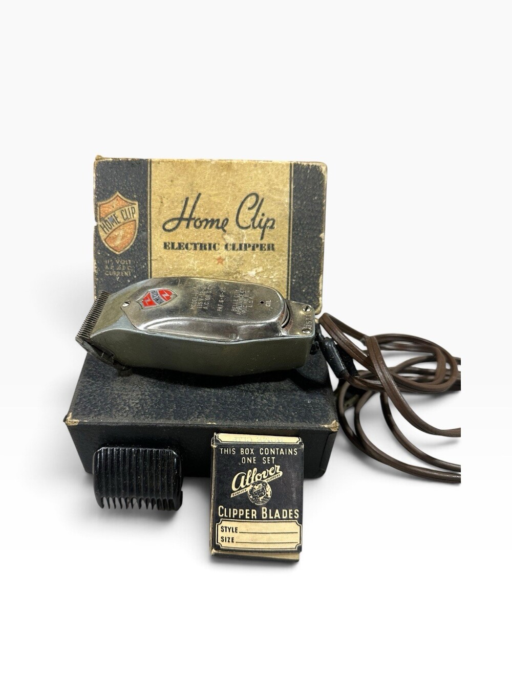 Vintage 1925 Home Clip H-10 Electric Clipper Box Set Belle City Racine WI Antiqu